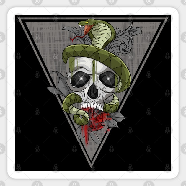 Skull With Rose and Snake Sticker by Trendy Black Sheep